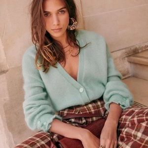 Sezane Mia Cardigan | Vert d’eau | Sea Green | XXS